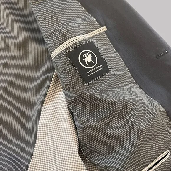 Vintage Hart Schaffner & Marx Dillards Mens Black Wool Blazer Lined‎ Jacket USA - Picture 5 of 11